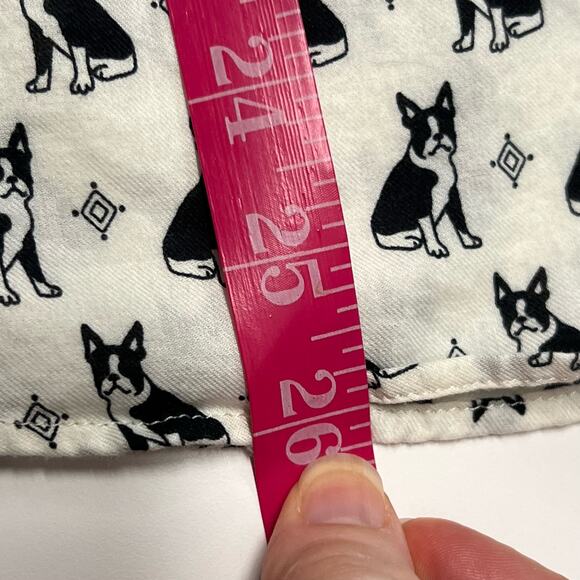 Talbots French Bull Dog Blouse Small Black White Cotton Novelty Print Button Top - Picture 12 of 12